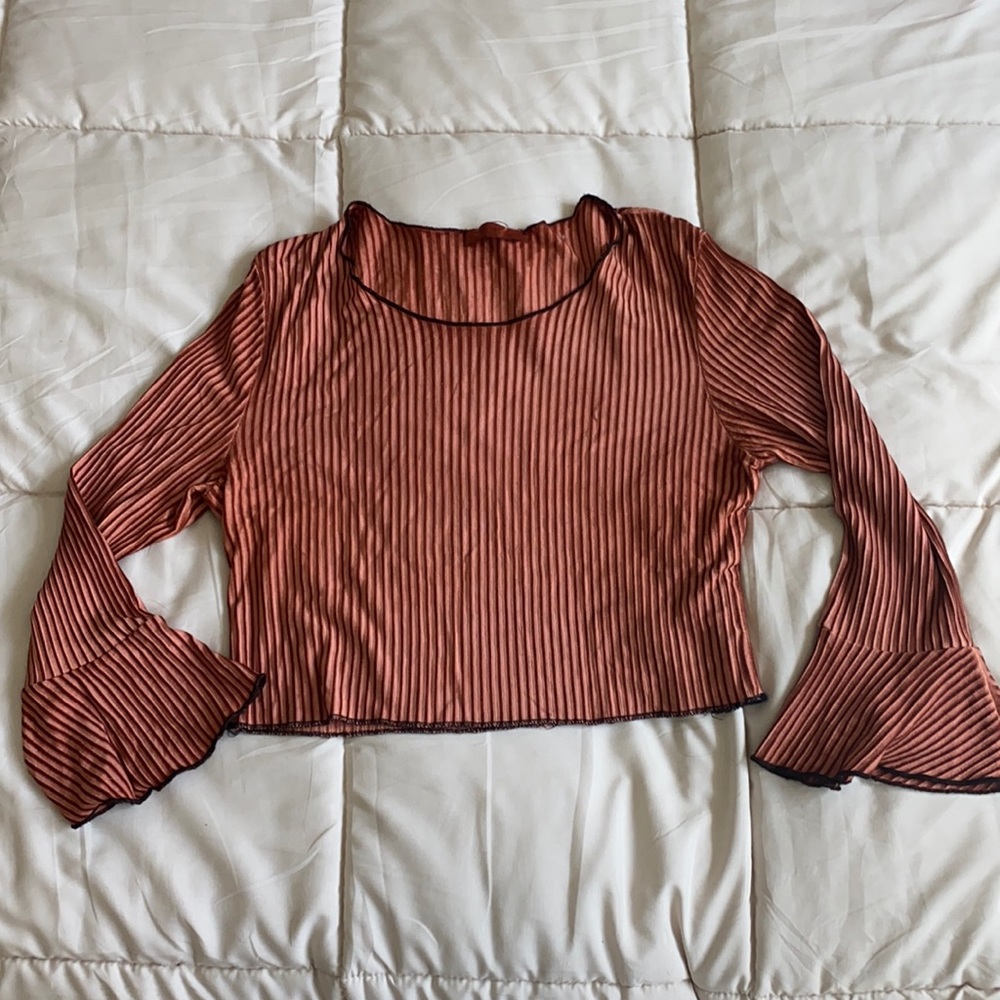 Red/pink striped crop top